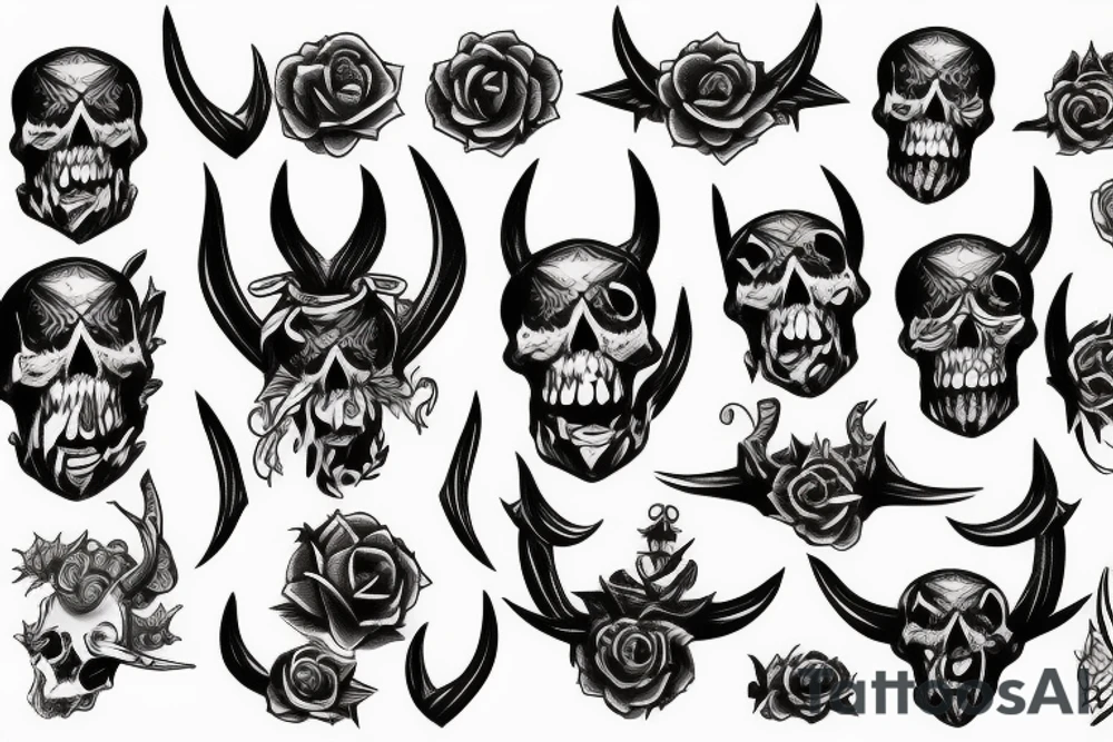 Skull devil horns tattoo idea