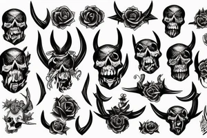 Skull devil horns tattoo idea