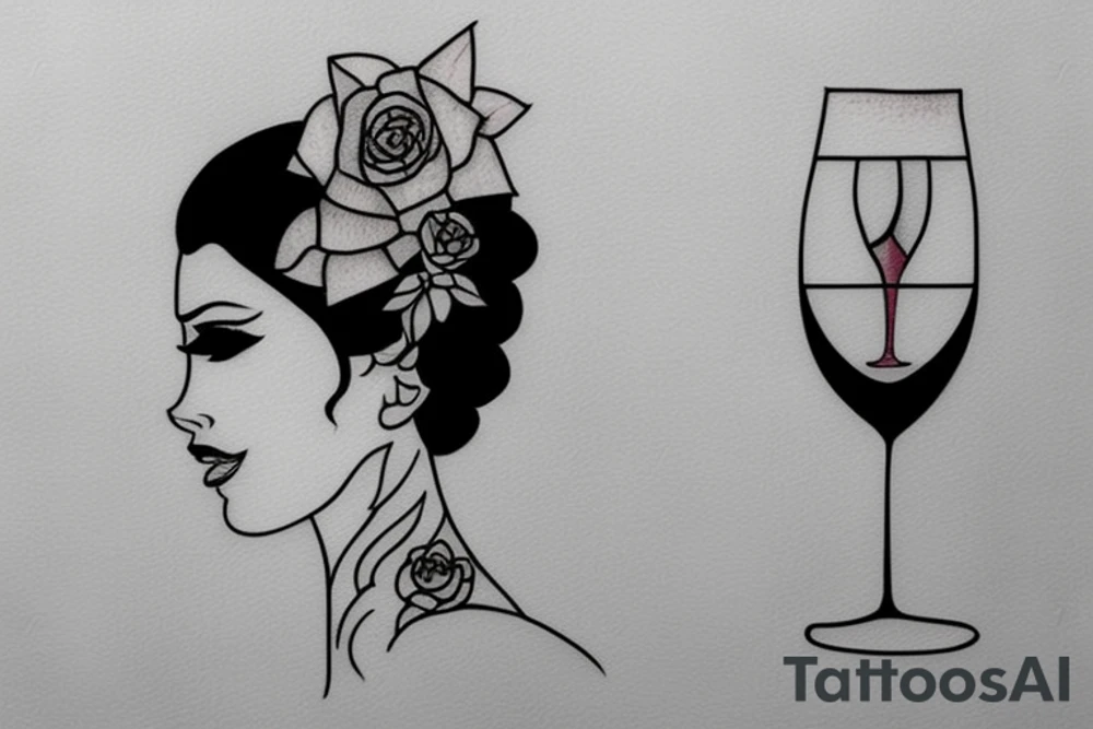 Woman with wine tattoo idea