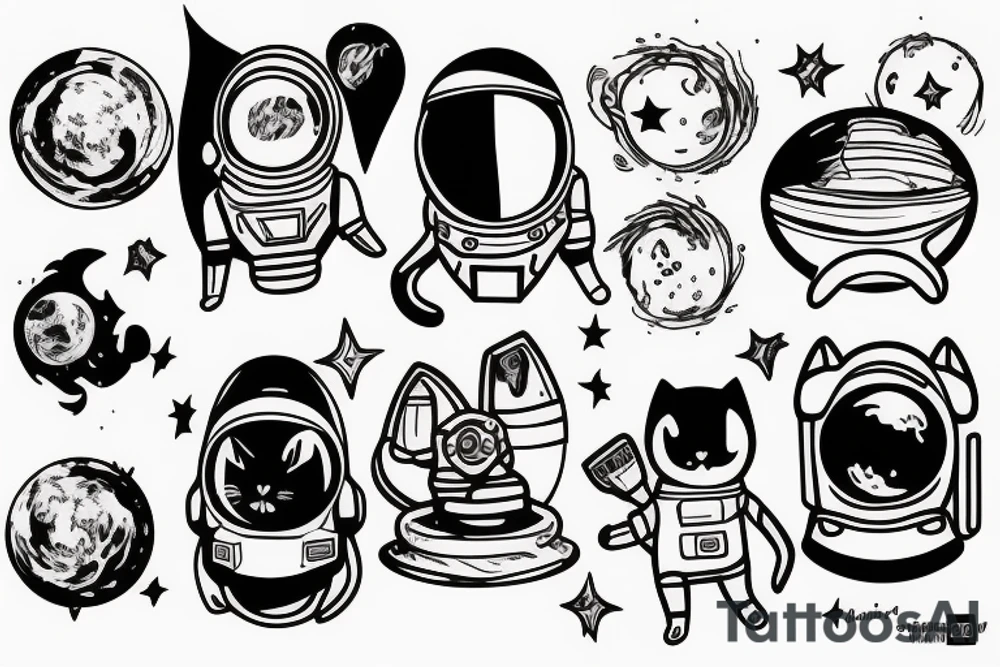 Spaceman cat tattoo idea