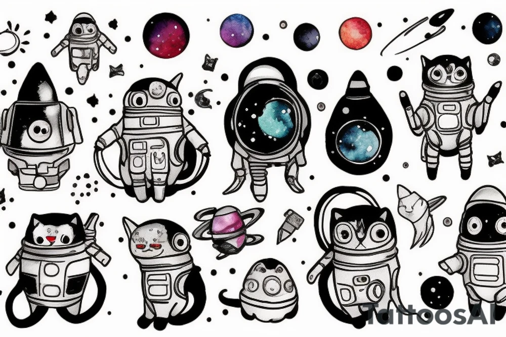 Spaceman cat tattoo idea