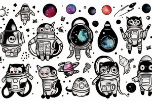 Spaceman cat tattoo idea