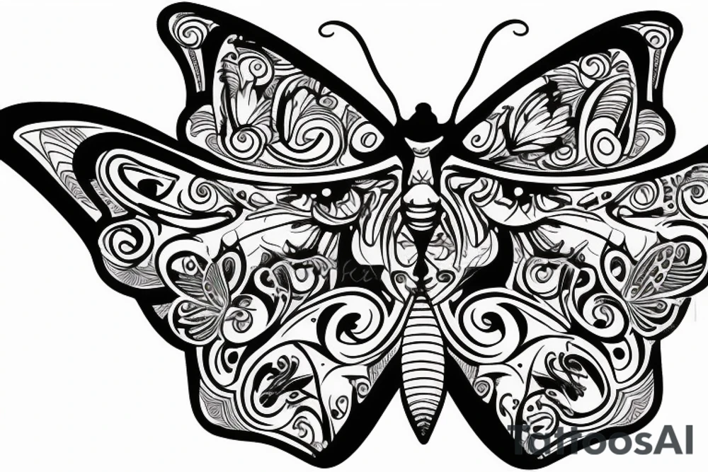 cat fish butterfly magic tattoo idea