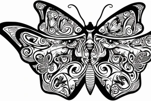 cat fish butterfly magic tattoo idea