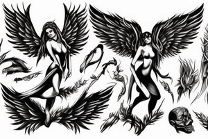angel devil fight tattoo idea