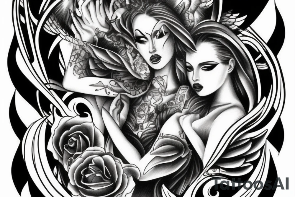 angel vs devil tattoo idea
