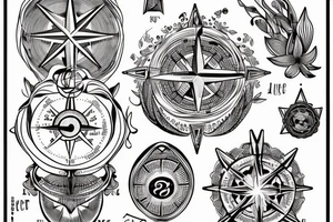 "non ducor, duco" in quotations in latin script surrounded by lilies and a compass tattoo idea