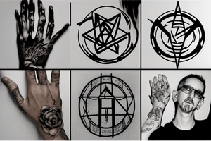 image which has 2 hands
One of them is of Chester , and the other hand is reaching out to him
And between them is the Linkin Park symbol tattoo idea