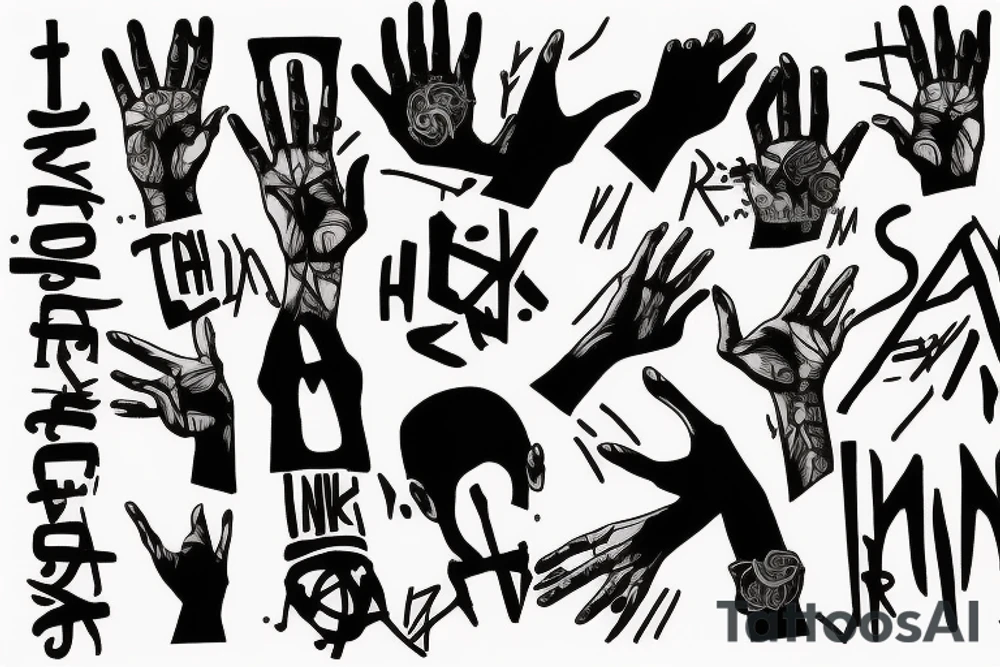 image which has 2 hands
One of them is of Chester , and the other hand is reaching out to him
And between them is the Linkin Park symbol tattoo idea