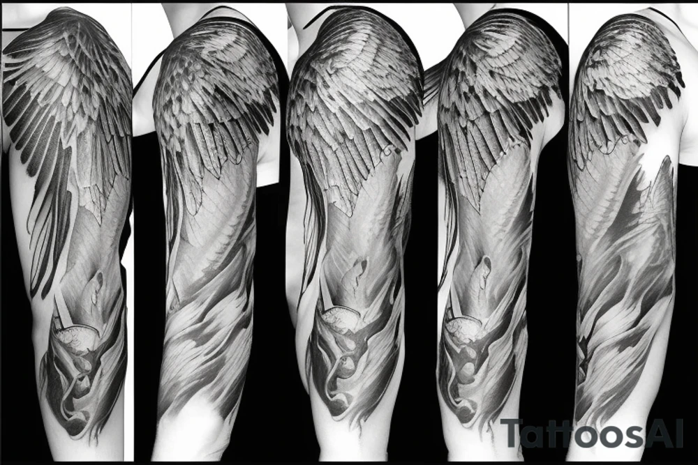 archangel sleeve tattoo tattoo idea