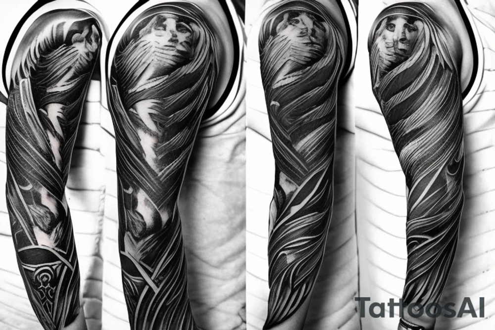 archangel sleeve tattoo tattoo idea