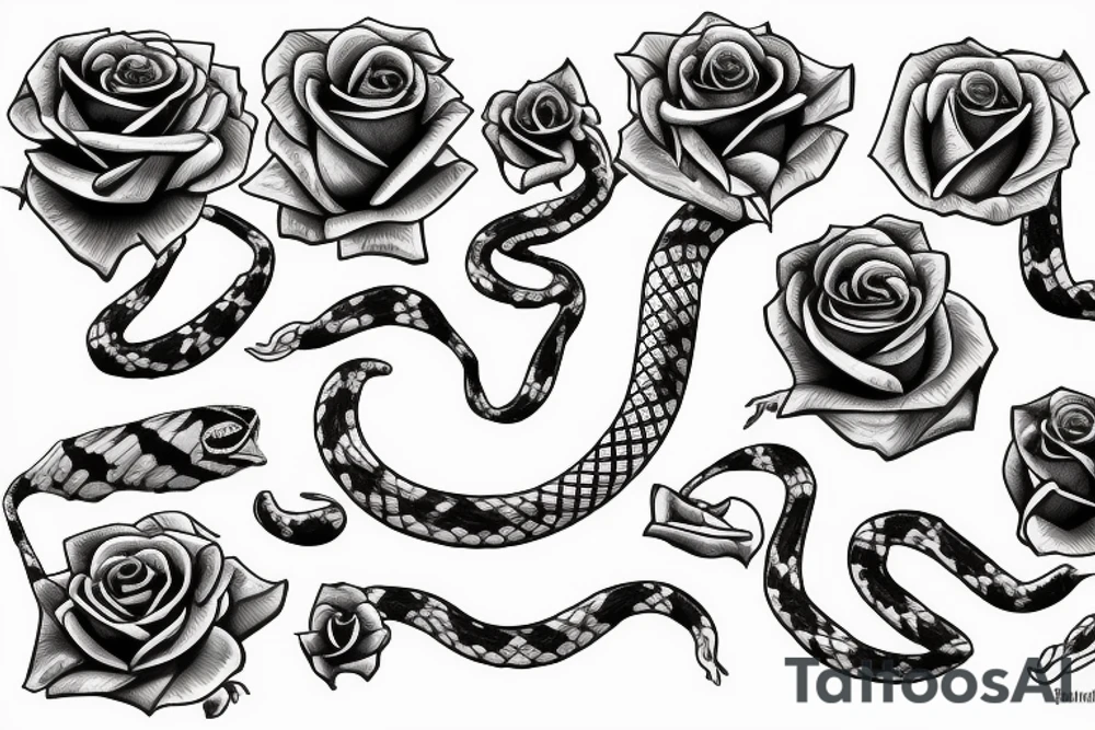 rose with snake tattoo idea