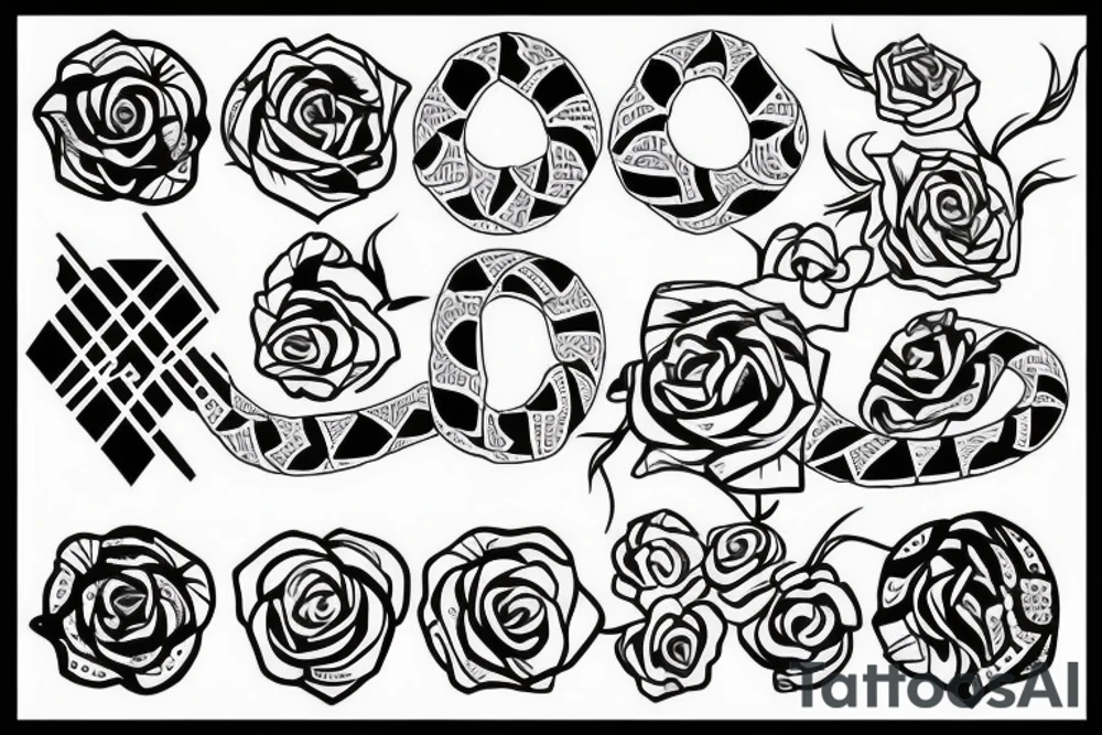 rose with snake tattoo idea