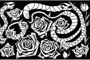 rose with snake tattoo idea