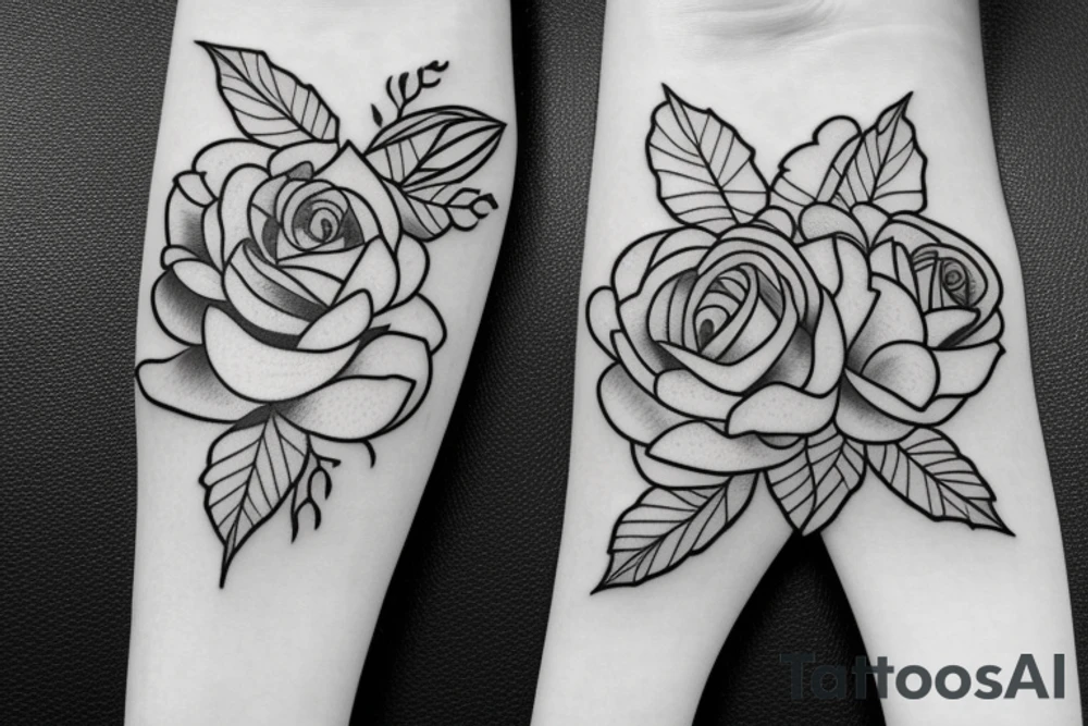 peonies and roses tattoo idea
