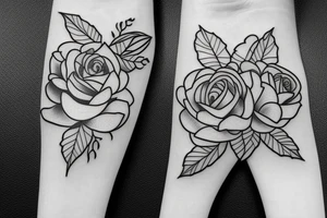 peonies and roses tattoo idea
