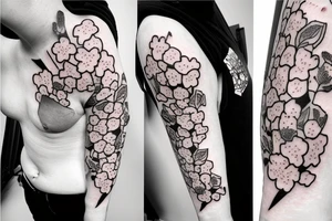 trash polka style cherry blossom tattoo idea