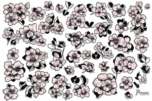trash polka style cherry blossom tattoo idea