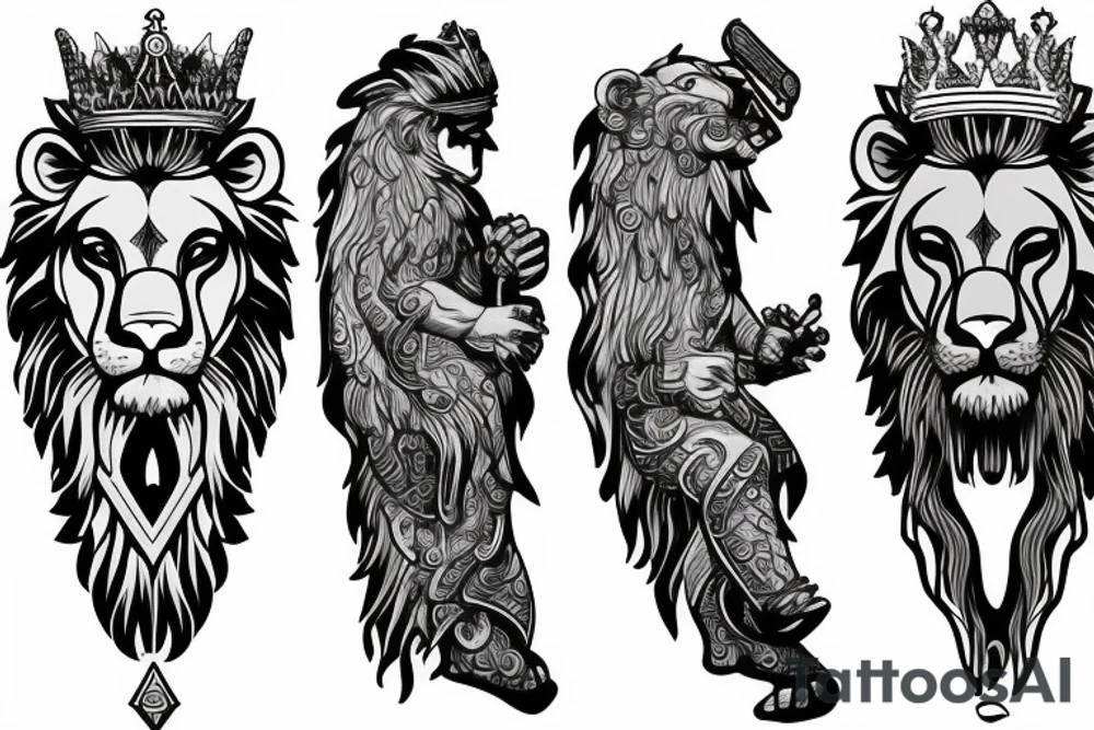Lion 
Greek Meander 
Masculinity 
King chess piece tattoo idea