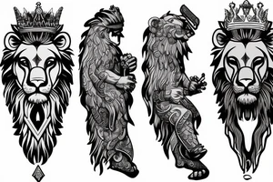 Lion 
Greek Meander 
Masculinity 
King chess piece tattoo idea