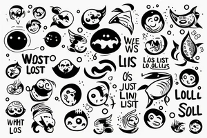 visualization of the phrase "we just two lost souls, swimming in a fishball" tattoo idea