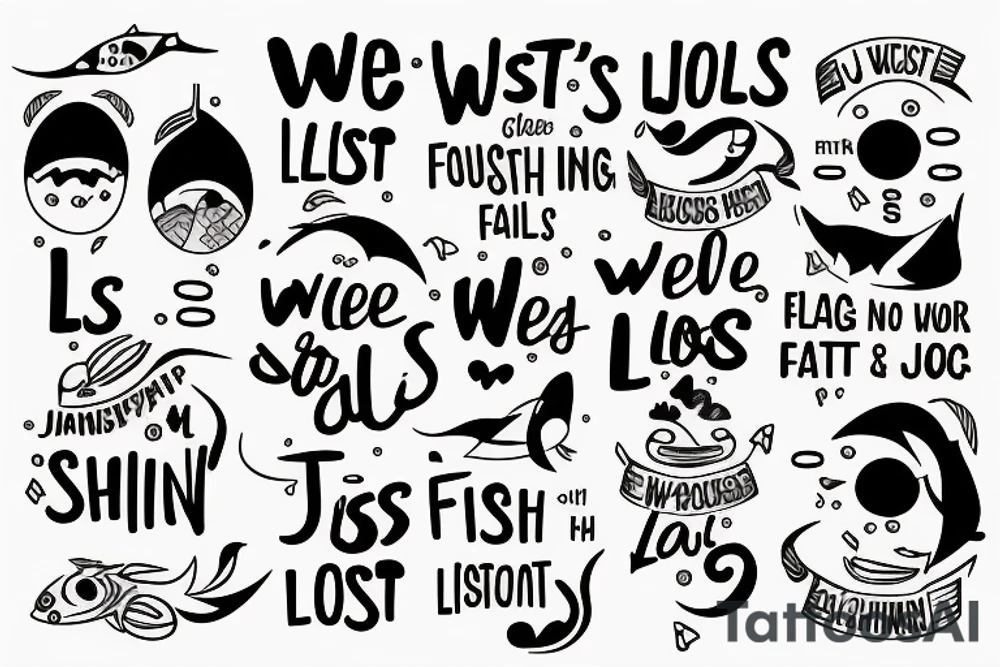 visualization of the phrase "we just two lost souls, swimming in a fishball" tattoo idea