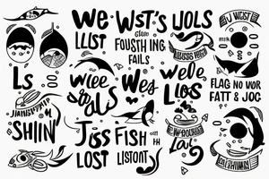 visualization of the phrase "we just two lost souls, swimming in a fishball" tattoo idea