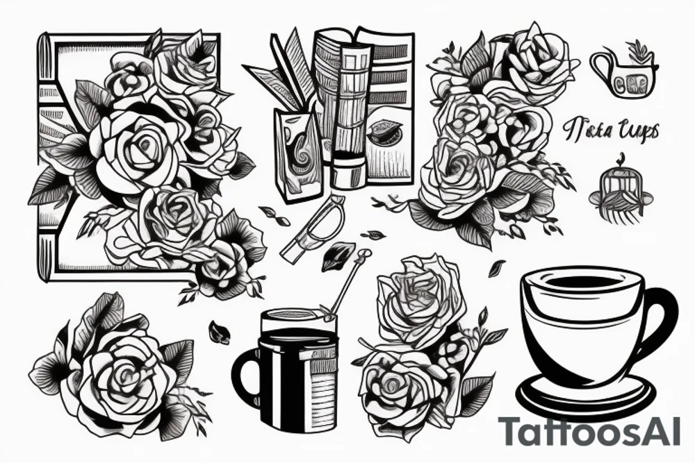 A book and a cup of tea tattoo idea