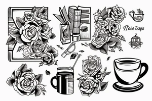 A book and a cup of tea tattoo idea
