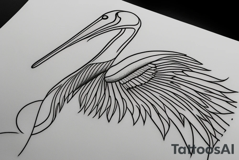 Single line minimalist pelican tattoo idea