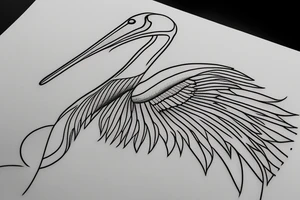 Single line minimalist pelican tattoo idea