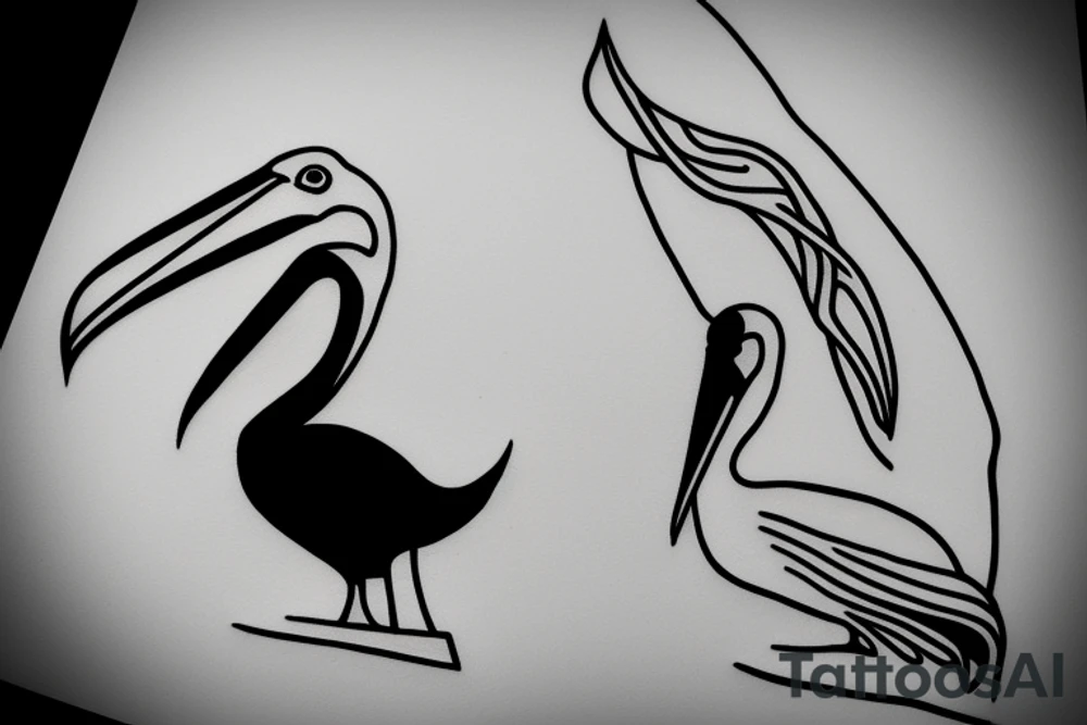 Single line minimalist pelican tattoo idea