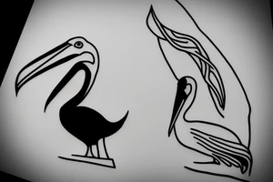 Single line minimalist pelican tattoo idea