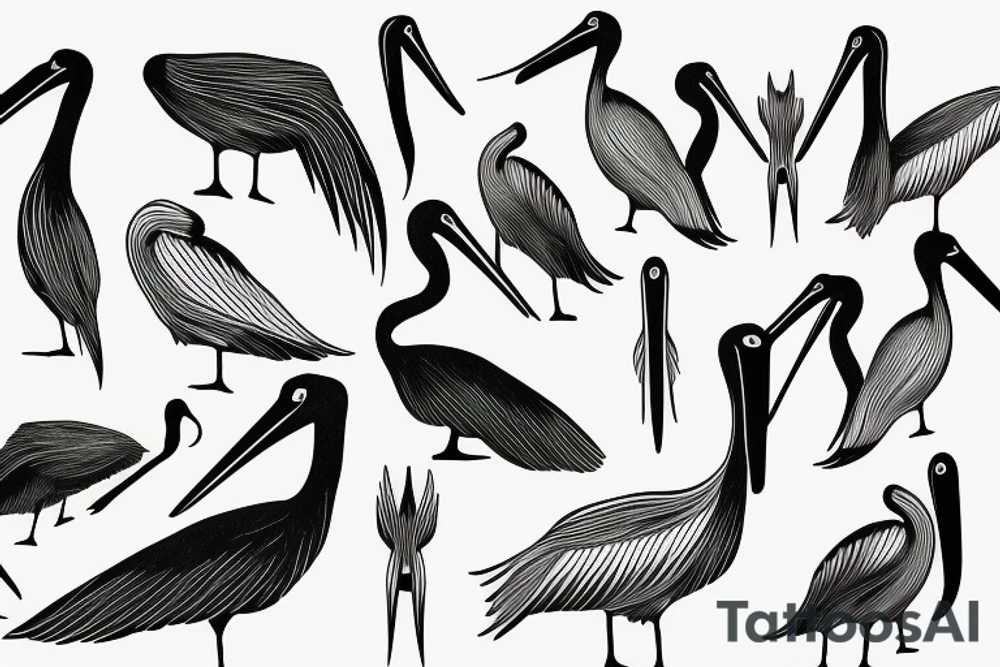 Single line minimalist pelican tattoo idea
