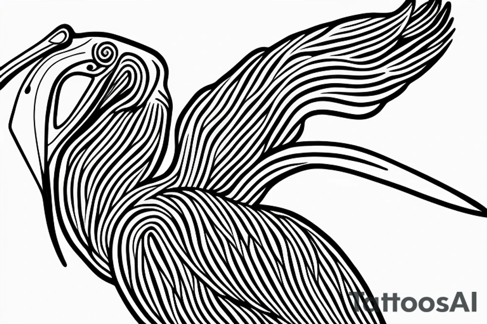 Single line minimalist pelican tattoo idea
