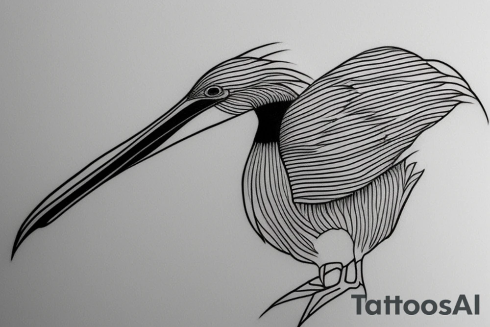 Single line minimalist pelican tattoo idea