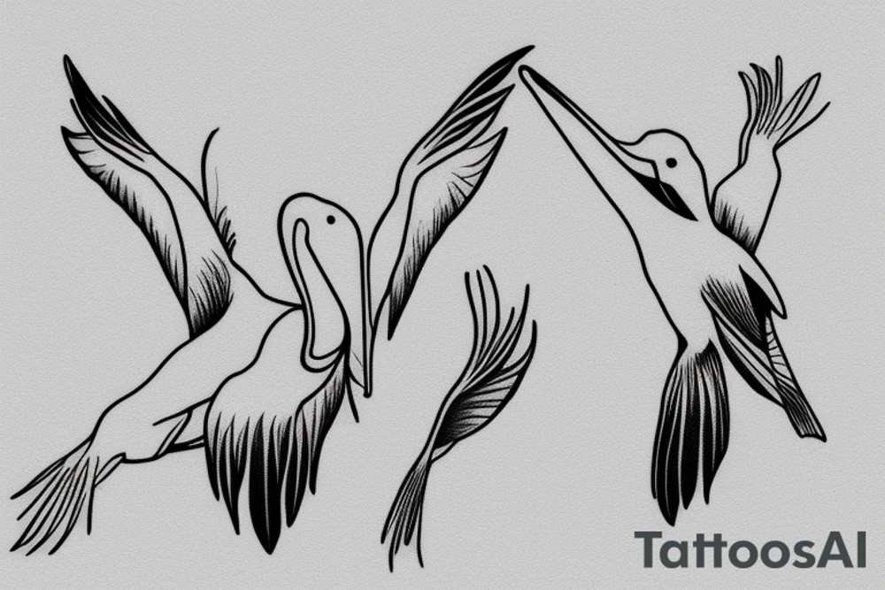 Single line minimalist pelican tattoo idea