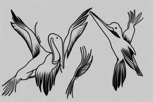 Single line minimalist pelican tattoo idea