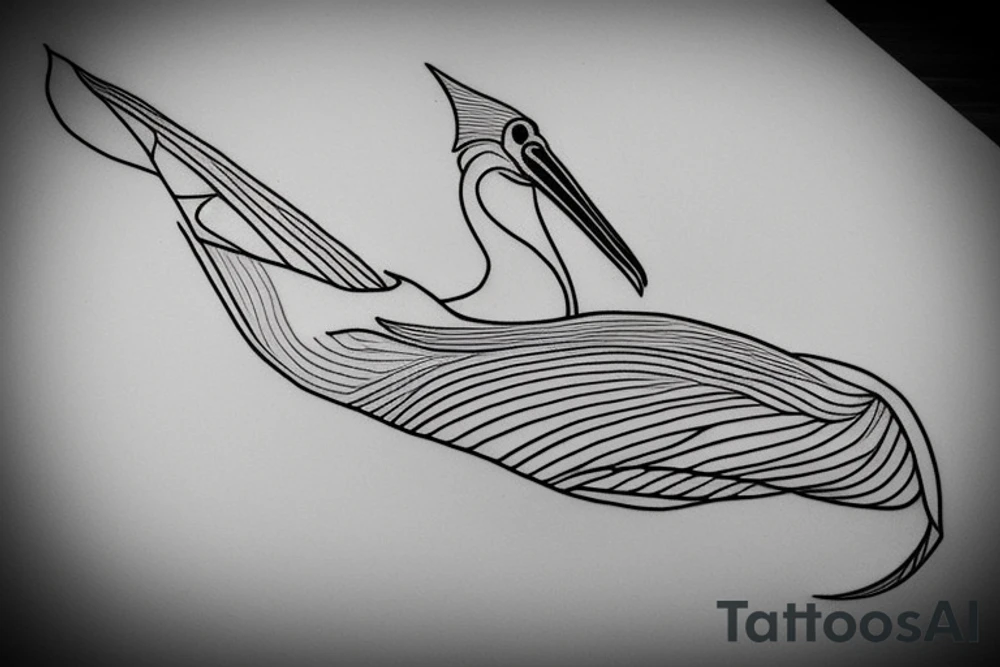 Single line minimalist pelican tattoo idea