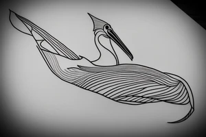 Single line minimalist pelican tattoo idea