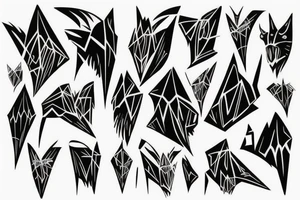 Bat
Wavey line-art
Thin lines
Futuristic tattoo idea