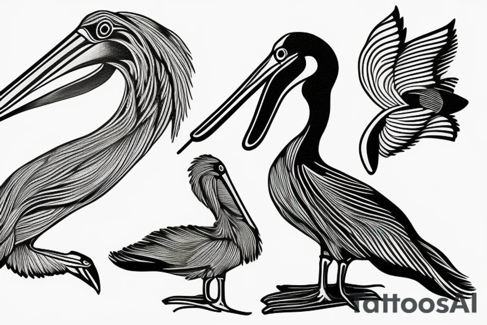 single line minimalist pelican tattoo idea