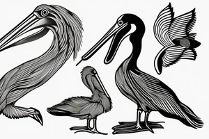 single line minimalist pelican tattoo idea