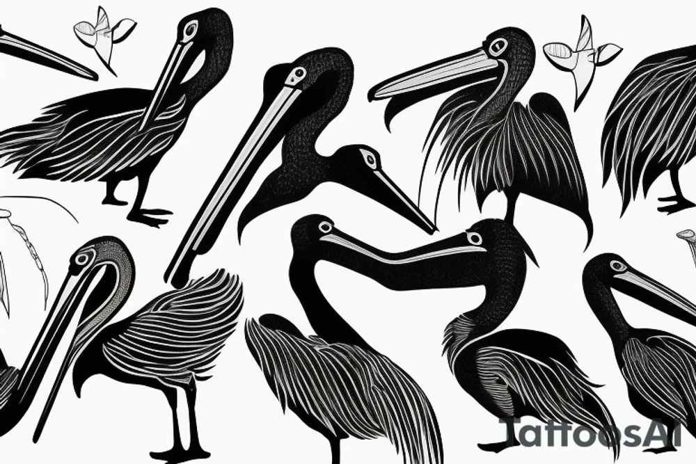 single line minimalist pelican tattoo idea