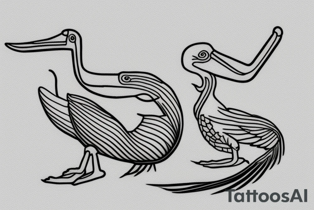 single line minimalist pelican tattoo idea