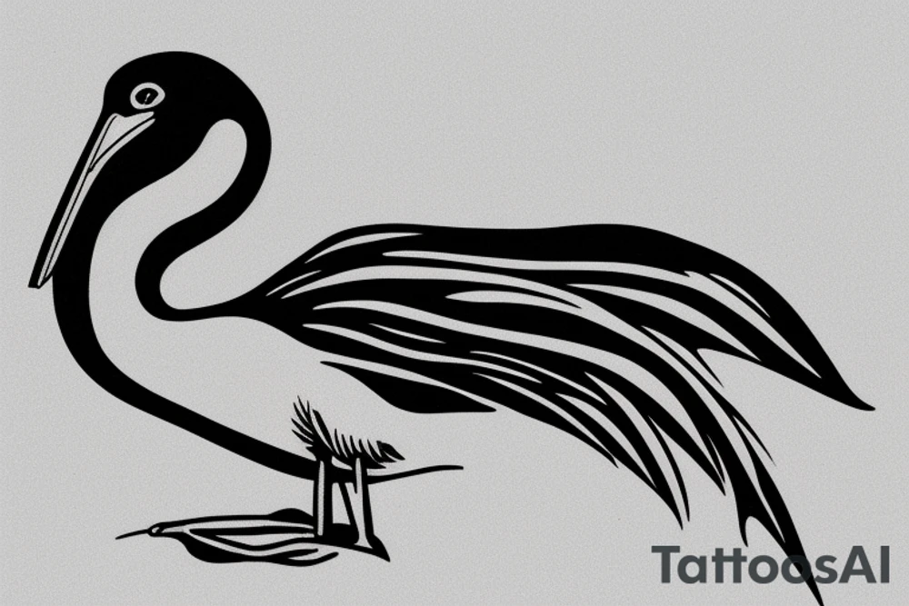 single line minimalist pelican tattoo idea