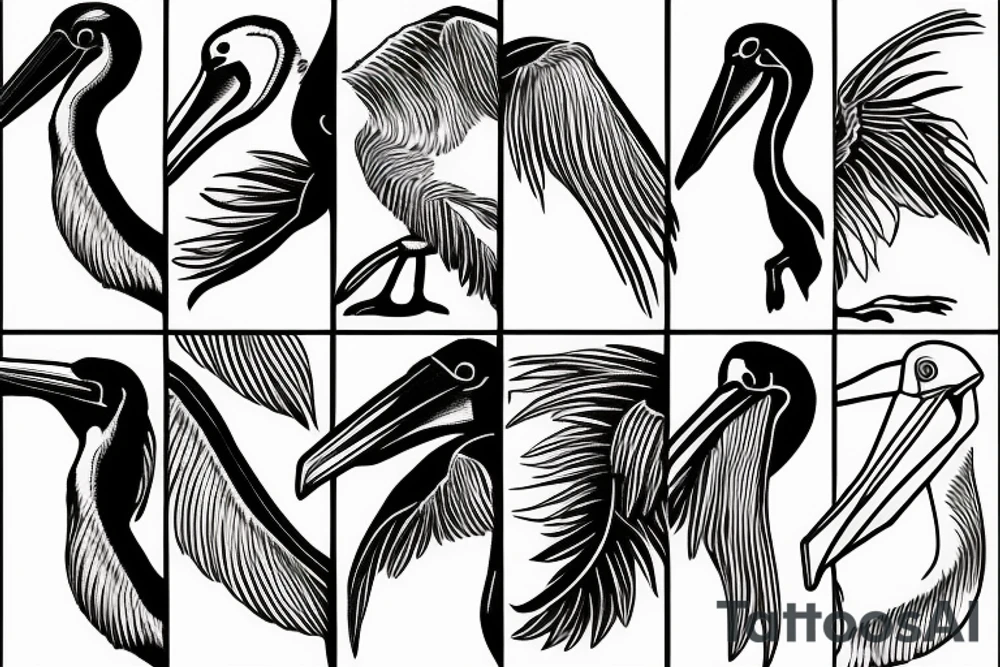 single line minimalist pelican tattoo idea