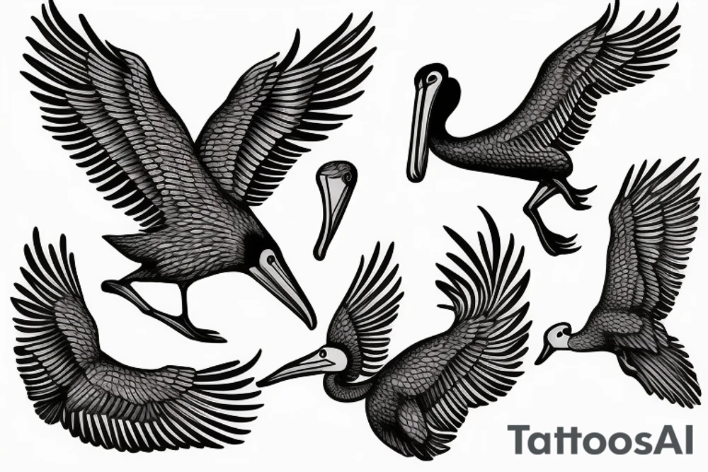 flying pelican tattoo idea