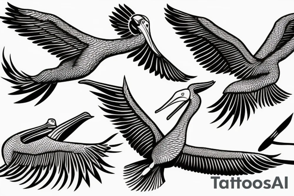 flying pelican tattoo idea