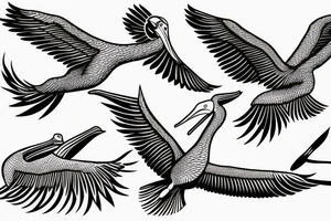 flying pelican tattoo idea